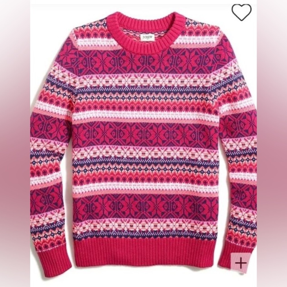 J.Crew pink and orange fair isle sweater